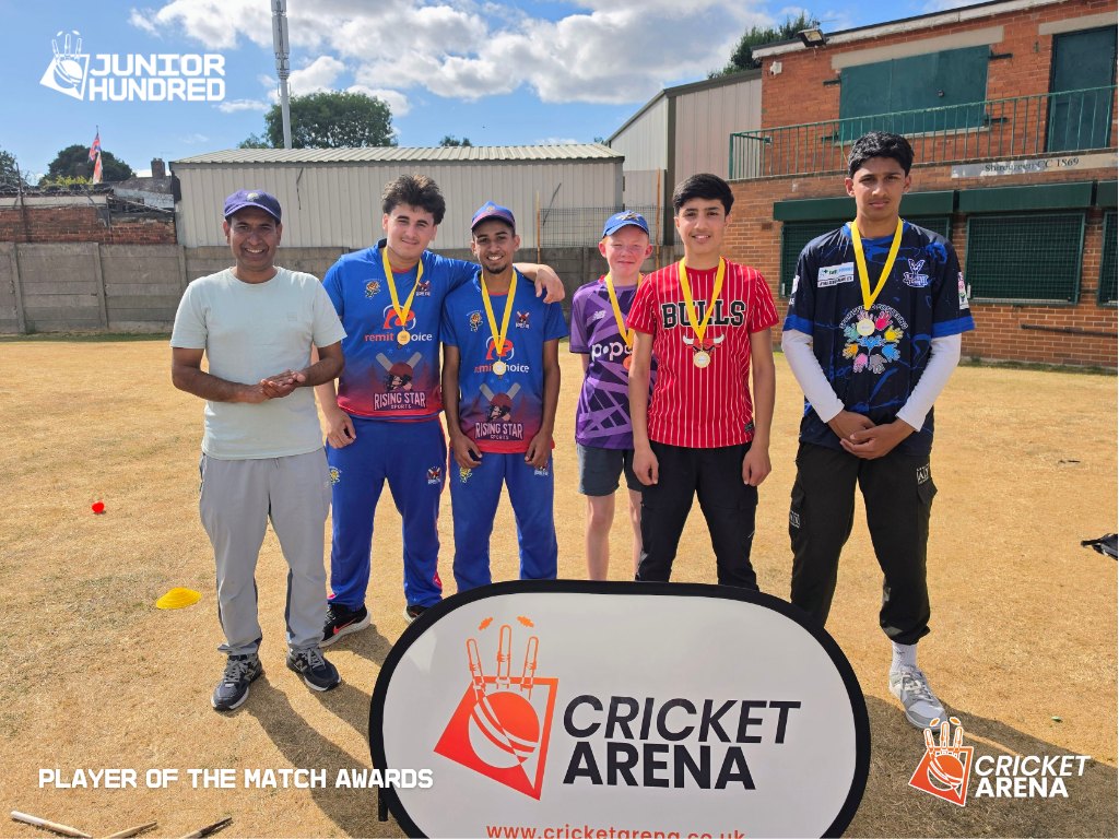Players receive Player of the Match awards at the Junior Hundred, celebrating individual achievement in Sheffield youth cricket