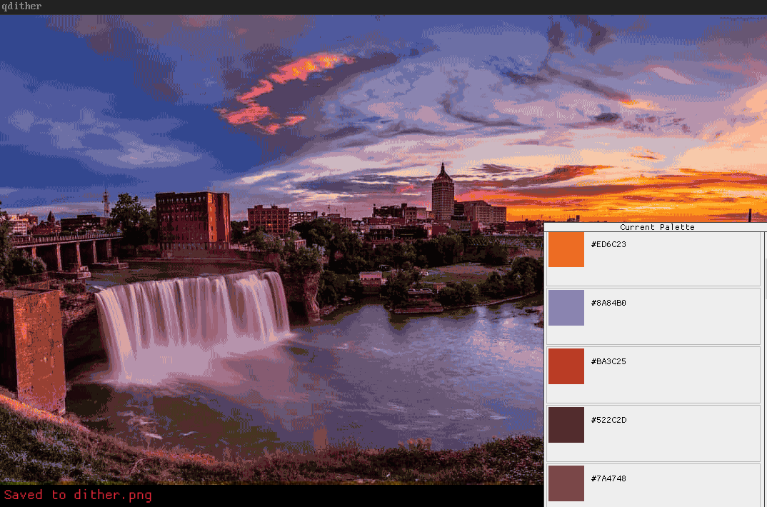 A screenshot of the qdither program running.