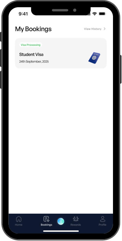 Voya screenshot of visit visa