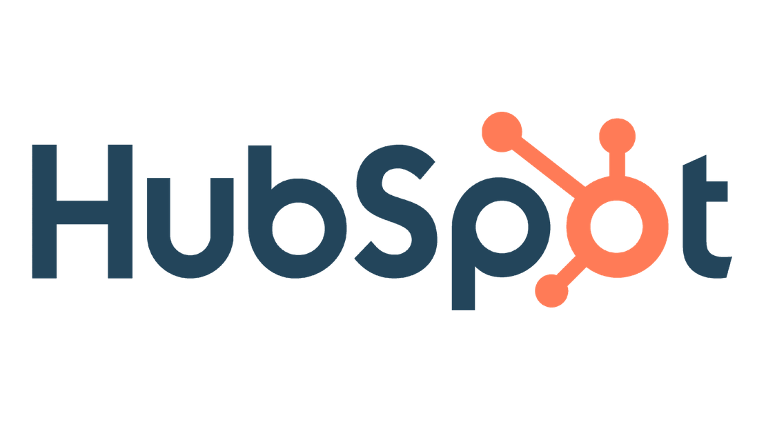 HubSpot logo with dark blue text and an orange sprocket-shaped 'o'.