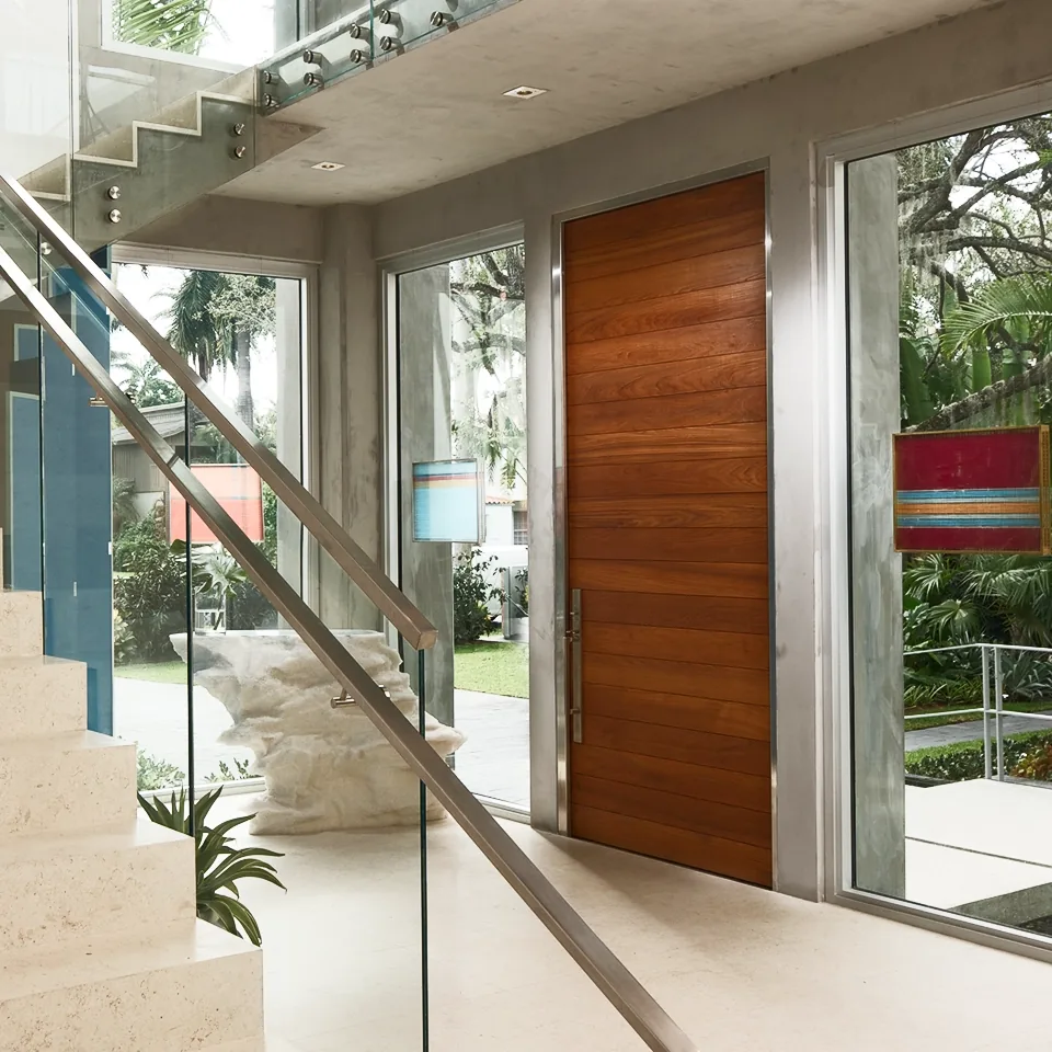Impact entry and sliding doors in a Miami home
