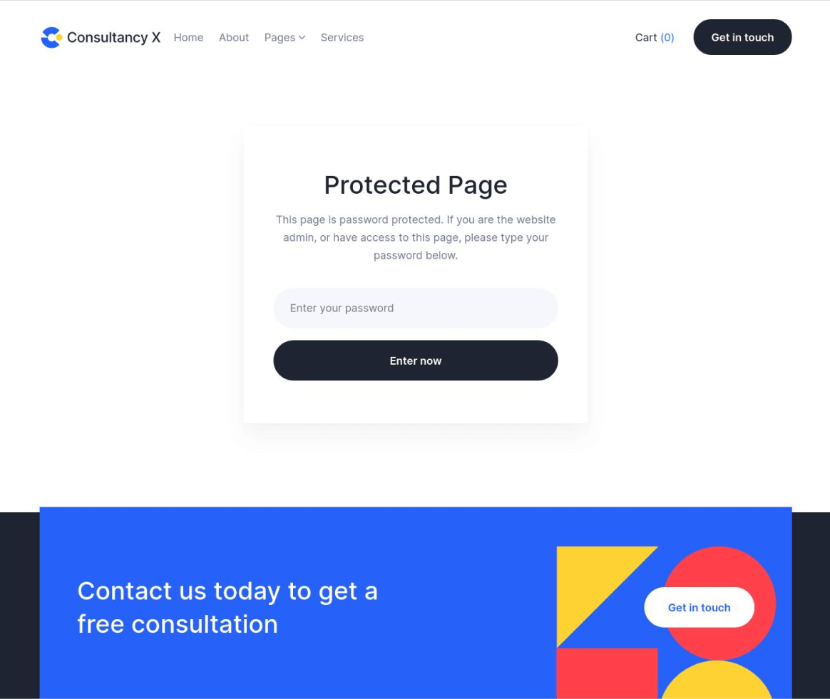 Consultancy X - Password Protected page - Consulting Webflow Template