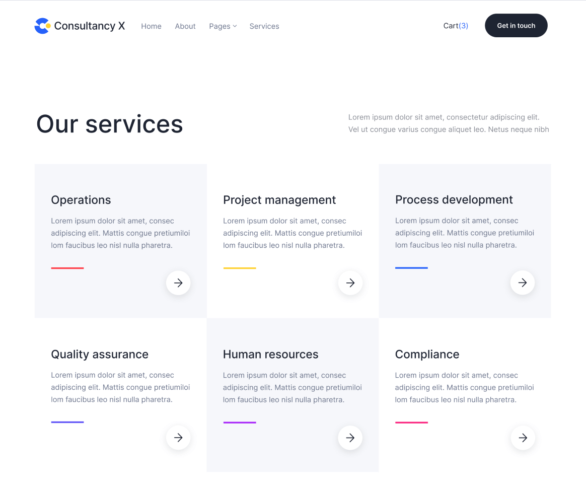 Consultancy X - Services page - Consulting Webflow Template