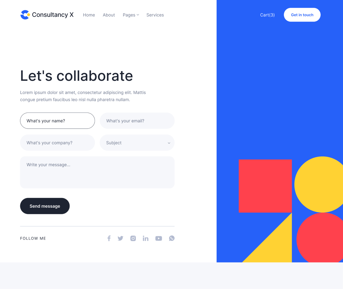 Consultancy X - Contact page - Consulting Webflow Template