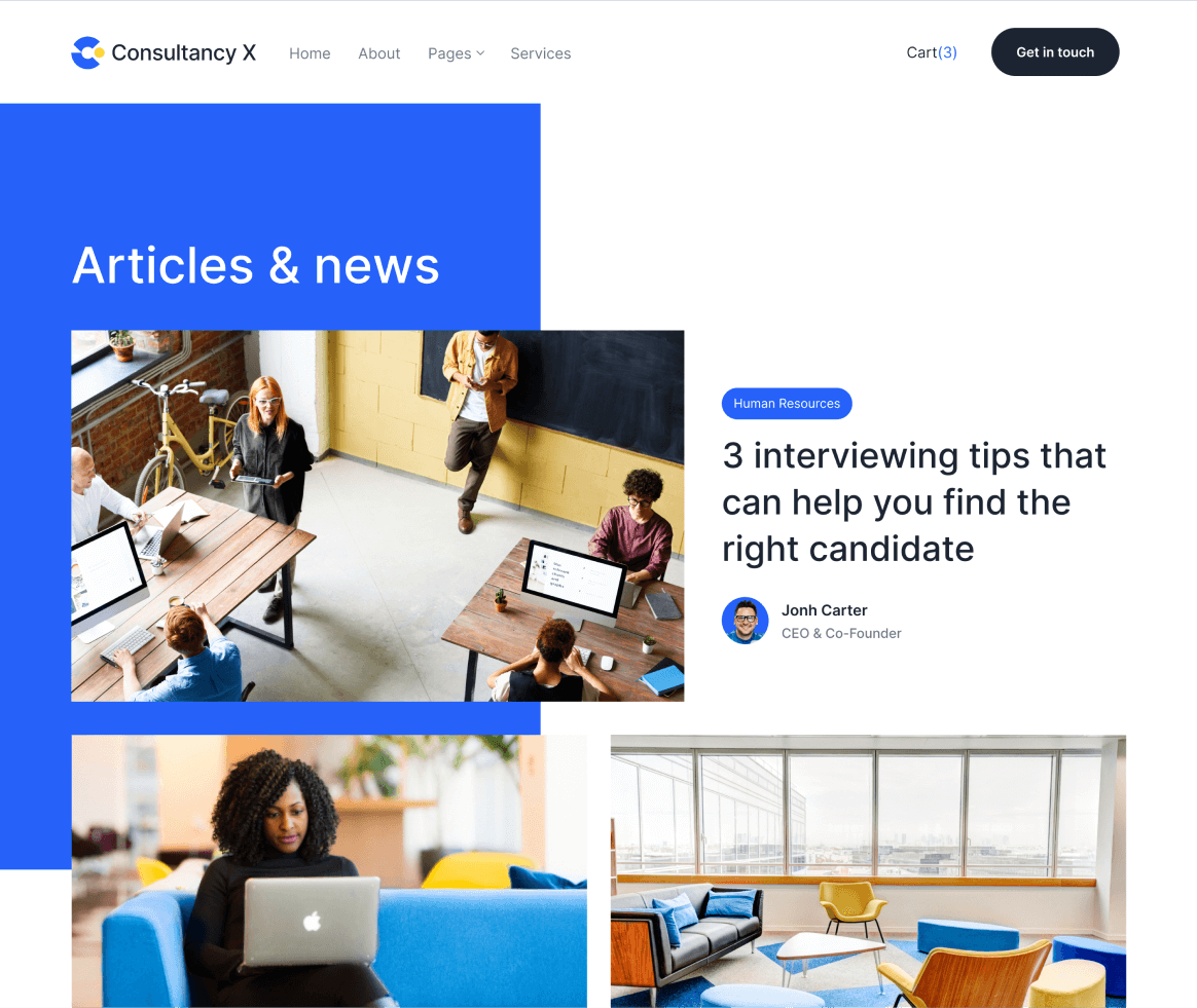 Consultancy X - Blog page - Consulting Webflow Template