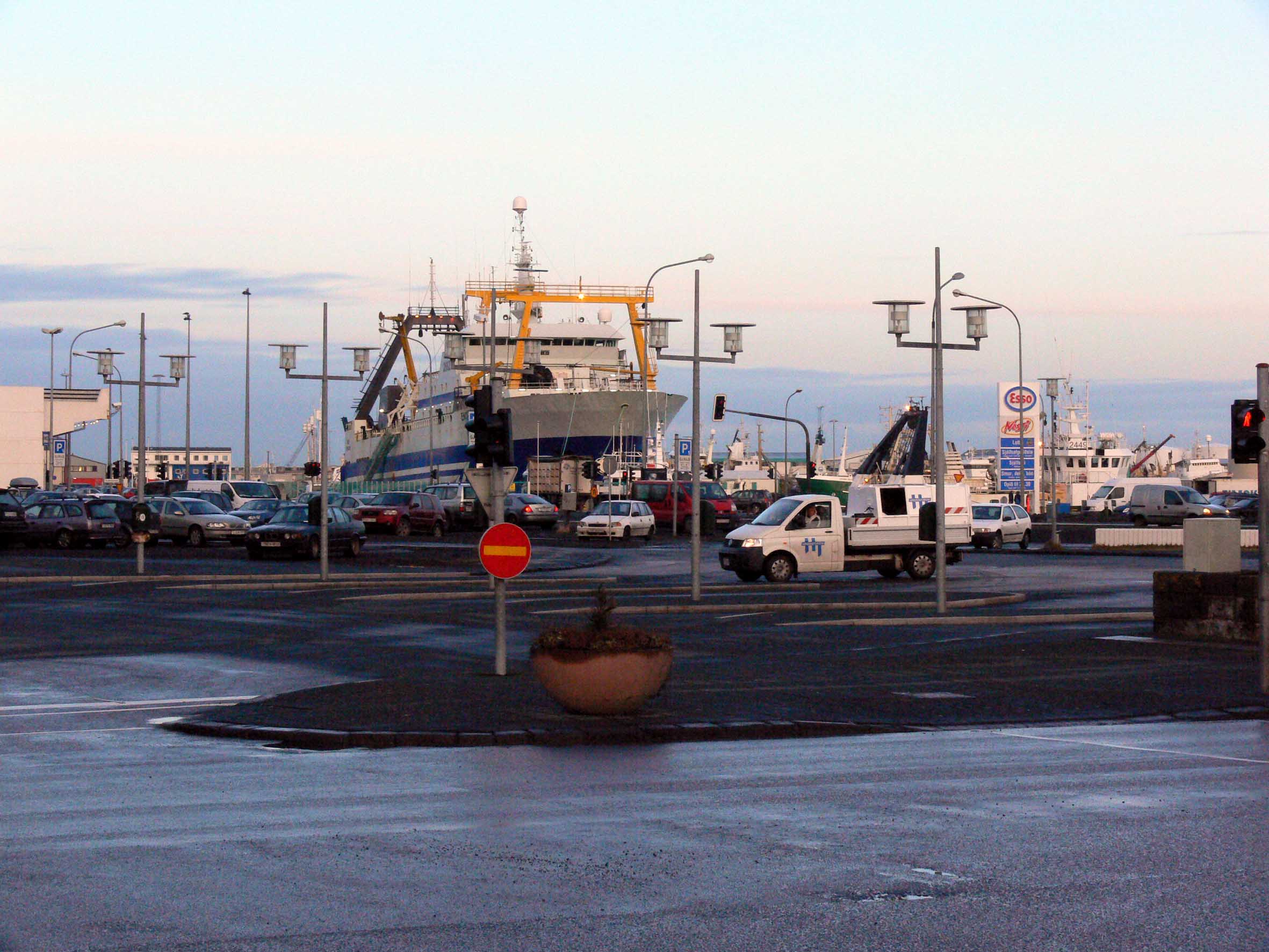 Fishing boats moored in Reykjavik harbour