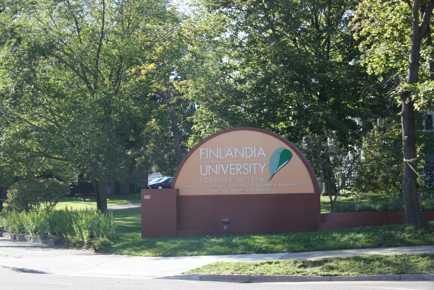 The Finlandia University sign on US Route 41 in Hancock, Michigan