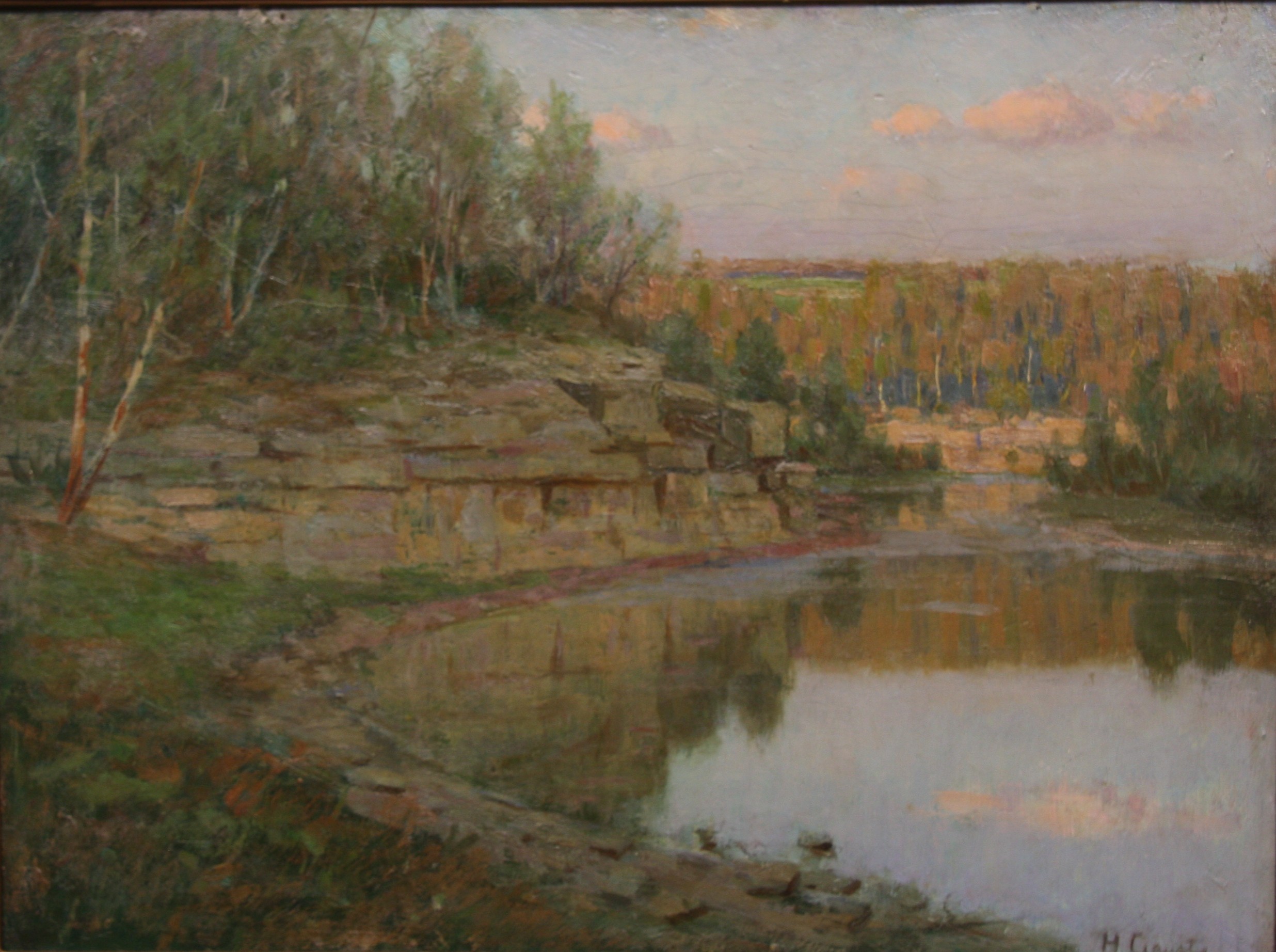 A southern Minnesota lake scene painted by Herbjorn Gausta