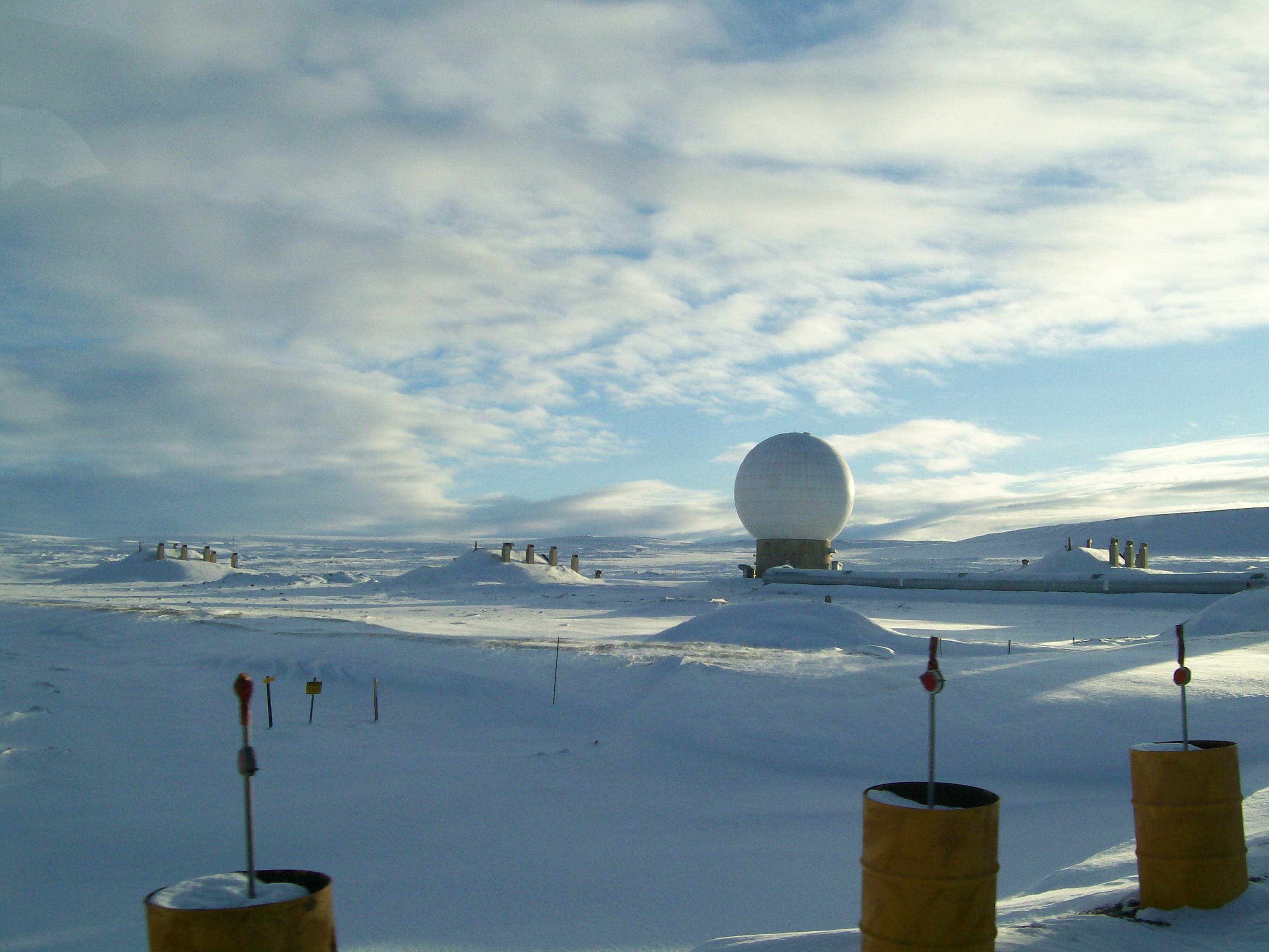 The radome housing radar equipment at Thule Air Base, Greenland