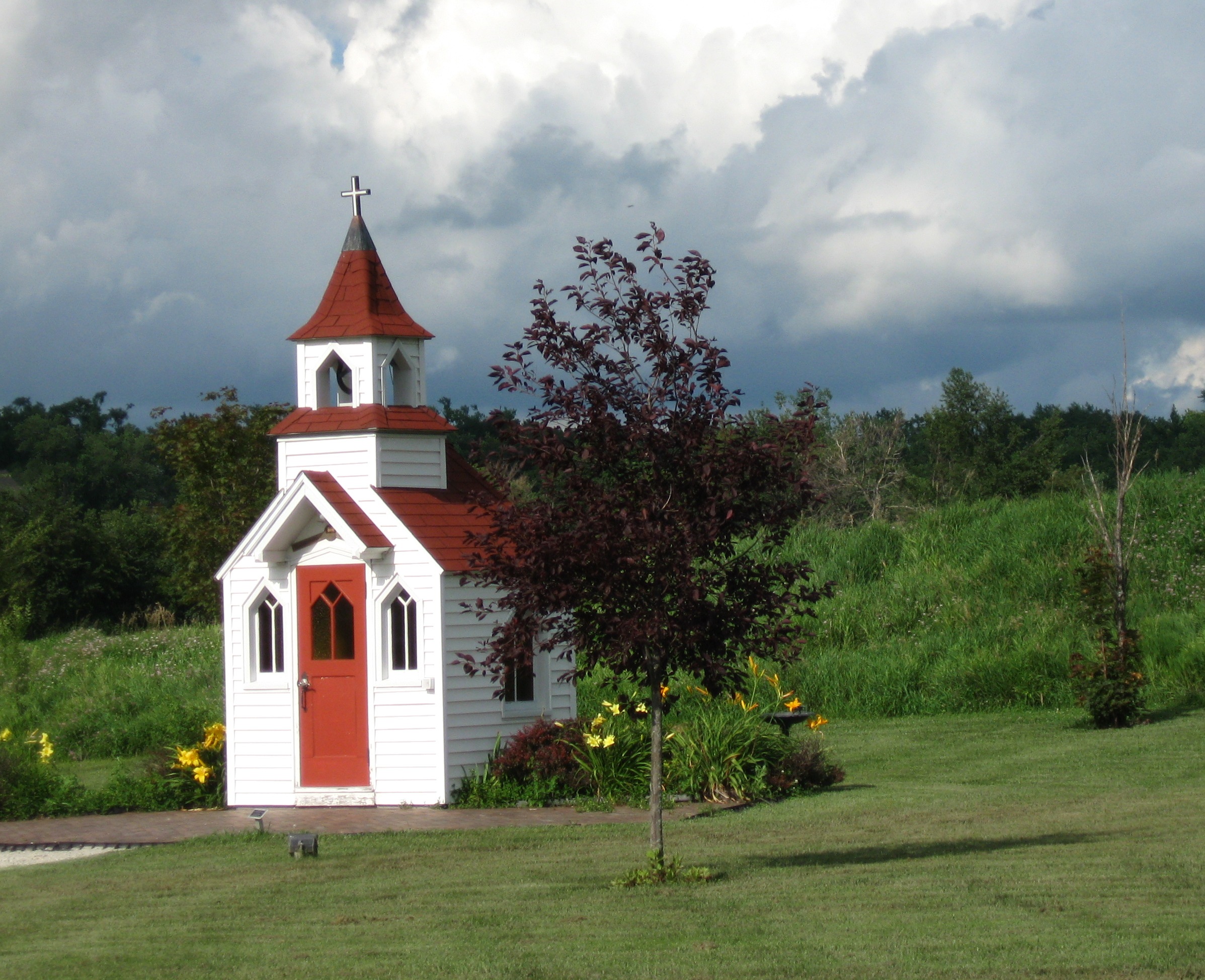 Morning Star Chapel, relocated to the Danish Windmill grounds at Elk Horn, Iowa