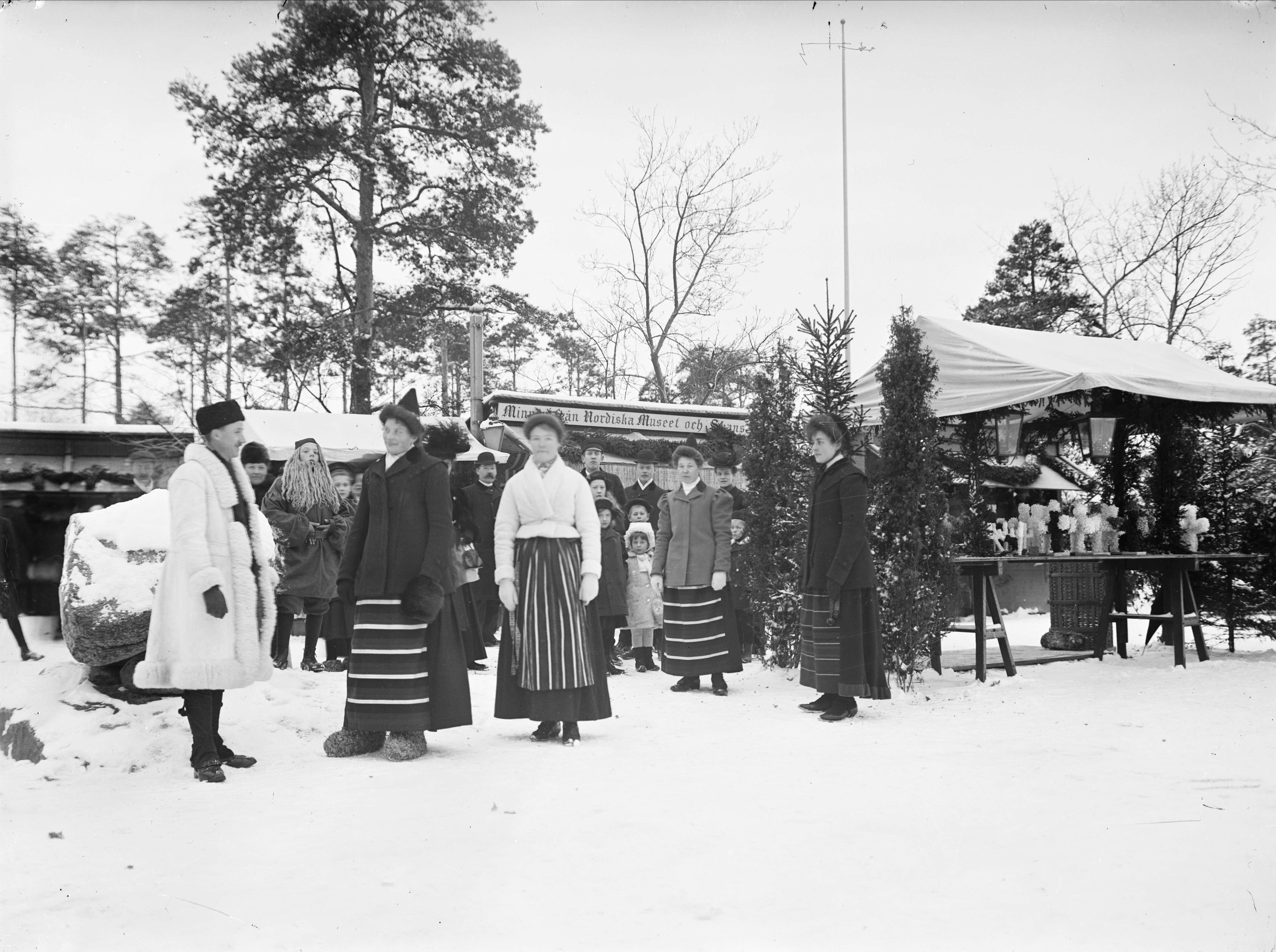 The Christmas market at Skansen in Stockholm around 1910 (public domain, via Wikimedia Commons)