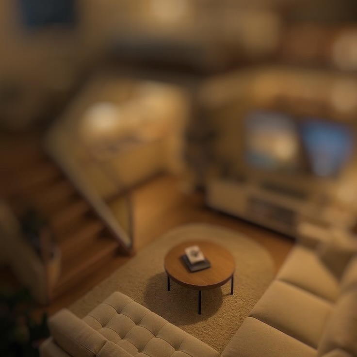 Blurry teaser image labelled ‘Studio Loft – Coming Soon’ hinting at the design of a future studio apartment.