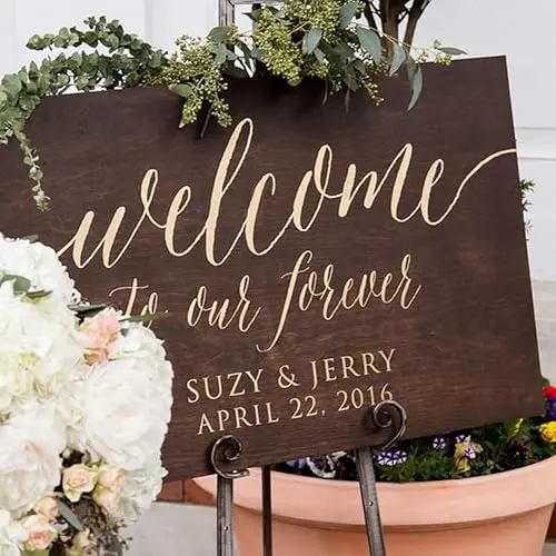 Custom wooden welcome sign for wedding