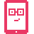 Pink smartphone icon with a smiling face and two eyes on the screen.
