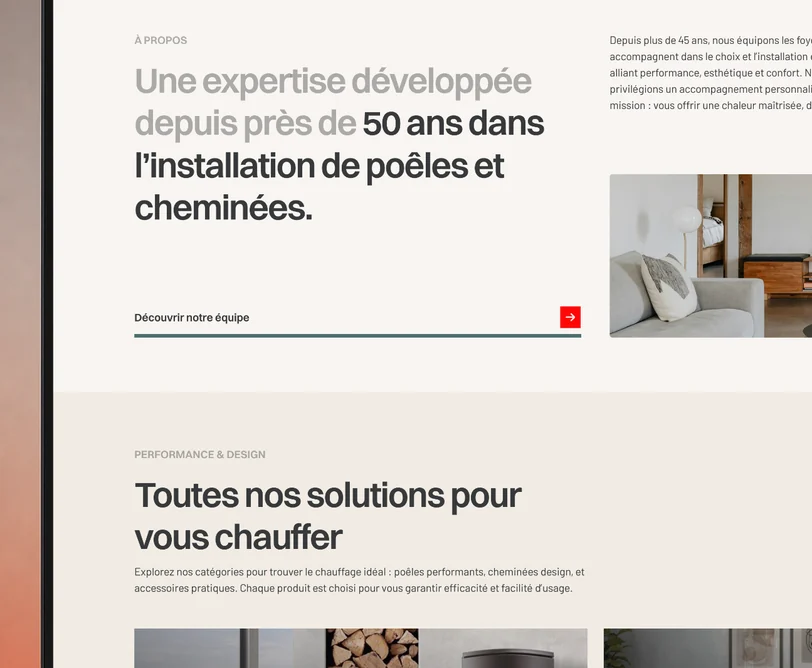 Site web Cheminées Lamour réalisé par l'agence Apollo