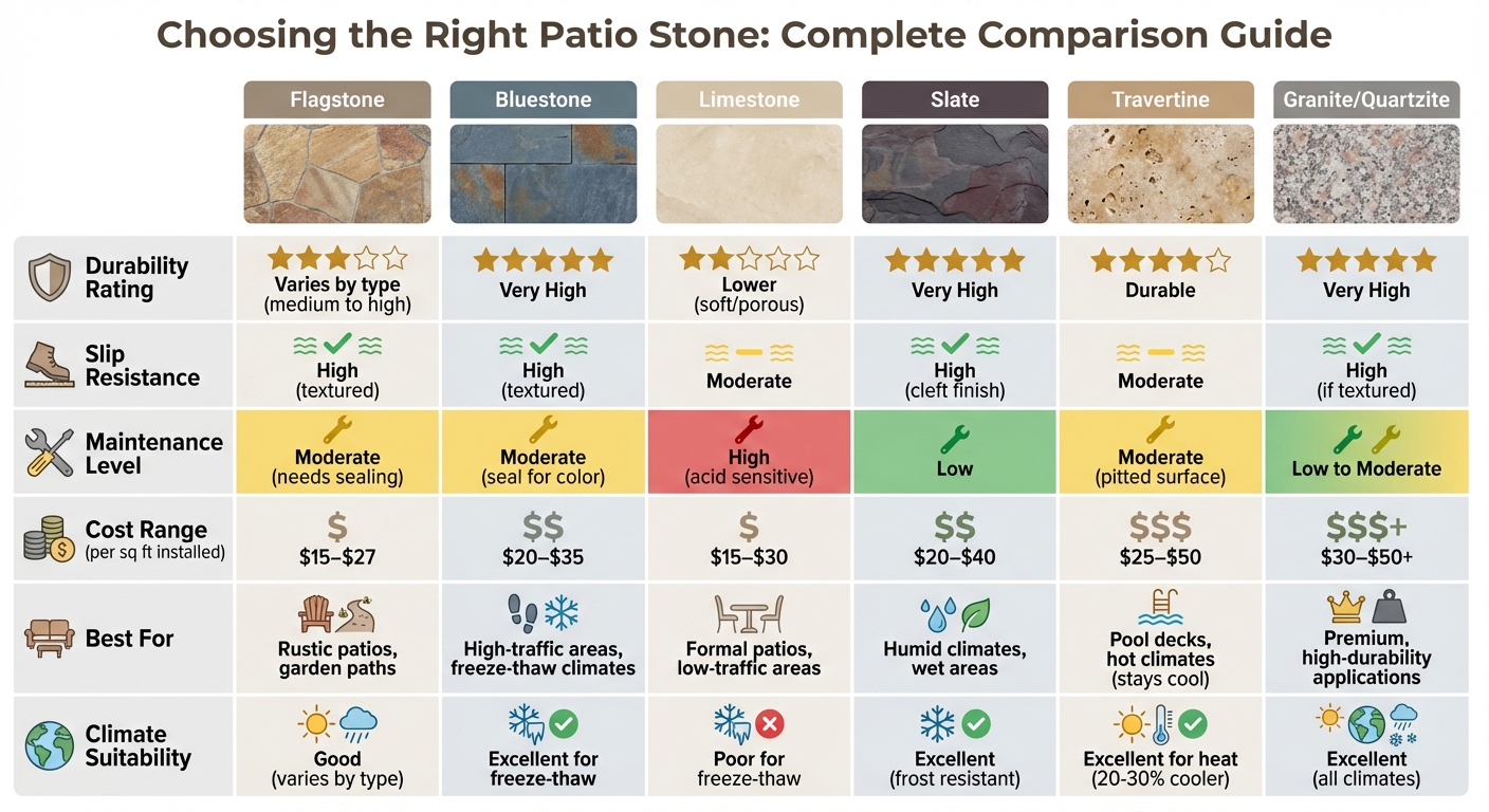 Patio Stone Types Comparison: Durability, Maintenance, and Cost Guide