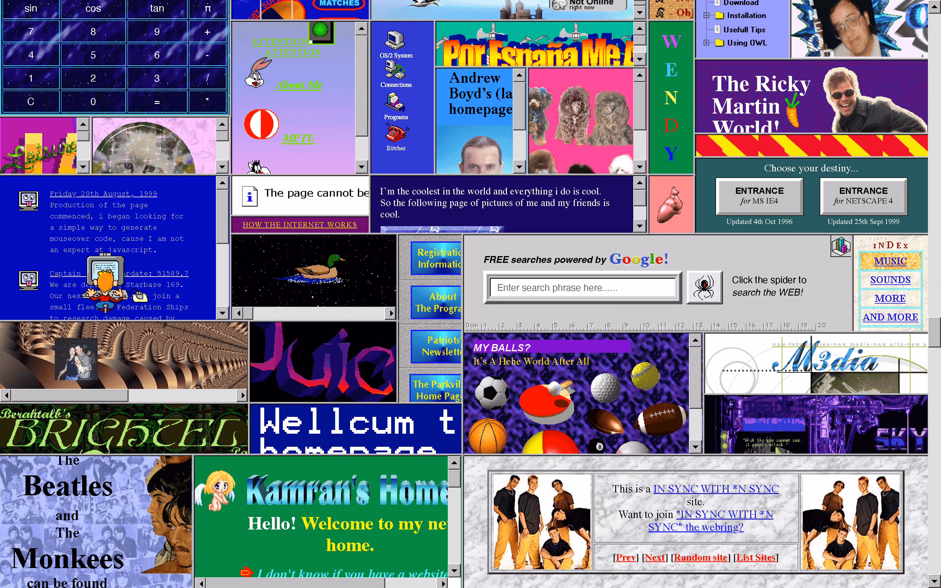 Screenshot of sample of deliberately awkward design.