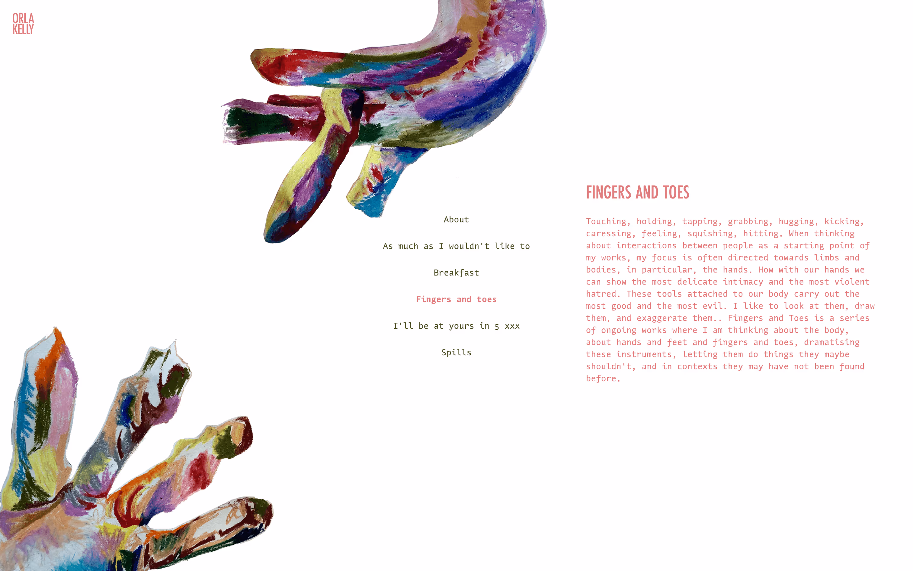 Screenshot of hero section of "Fingers and Toes" page.
