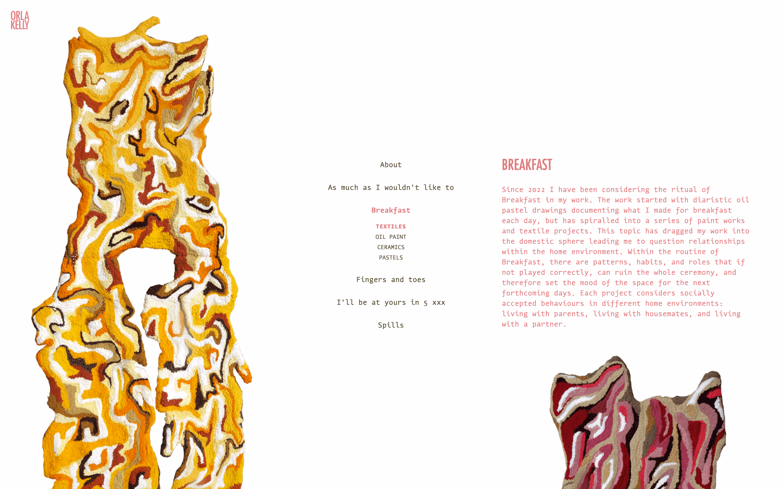 Screenshot of hero section of "Breakfast" page.