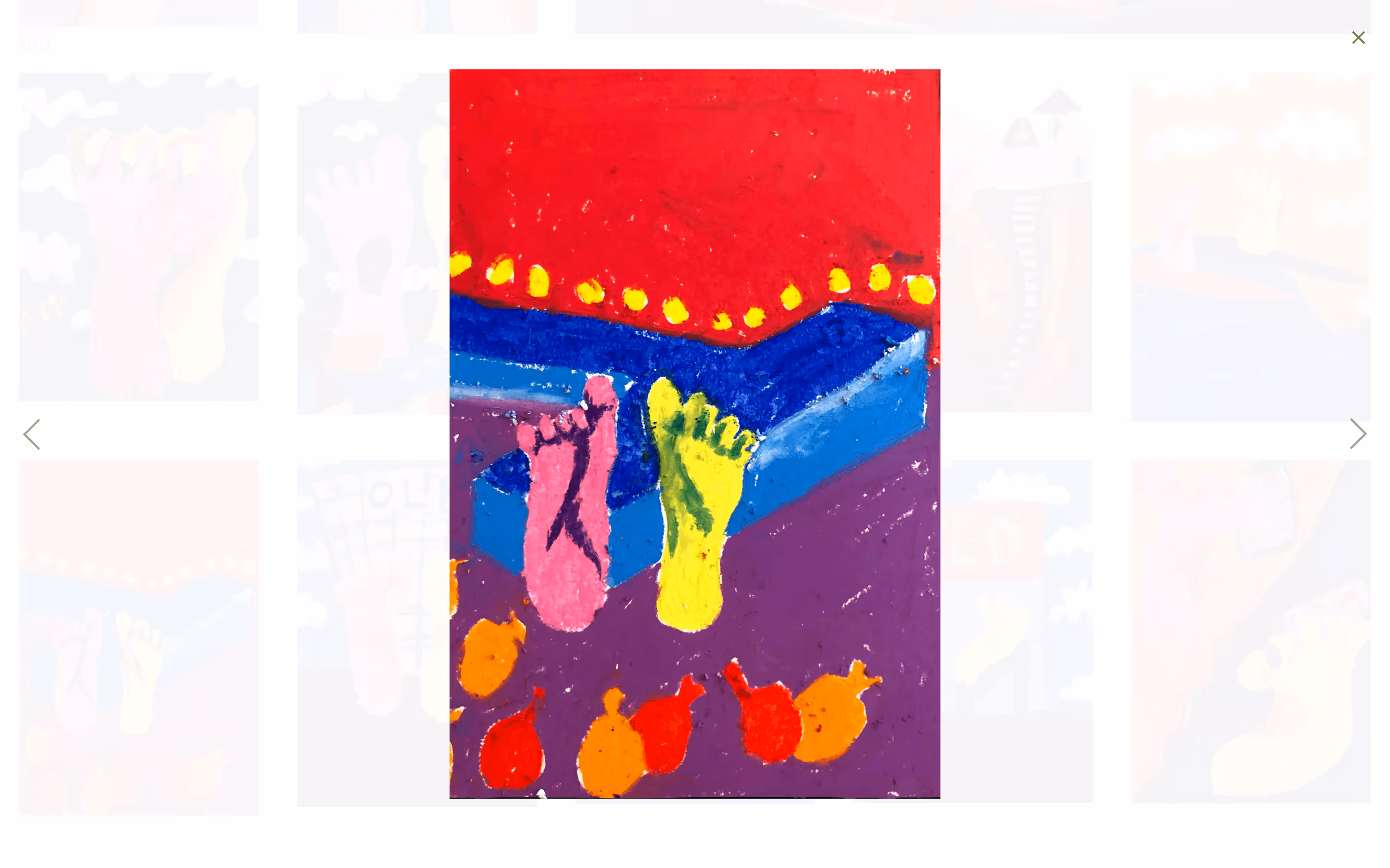 Screenshot from site of isolated view of painting from "Fingers and toes" series. 