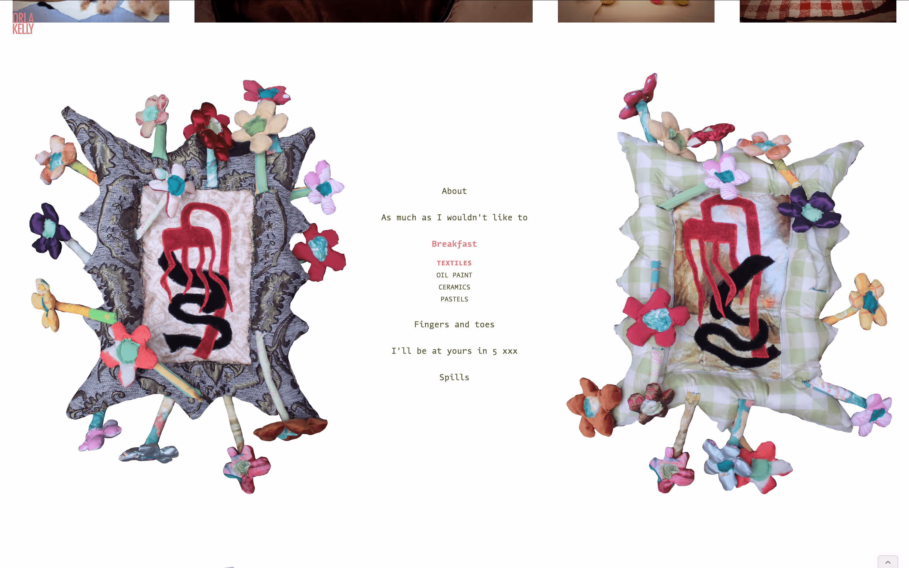Screenshot from site showing  textiles from "Breakfast" series. 