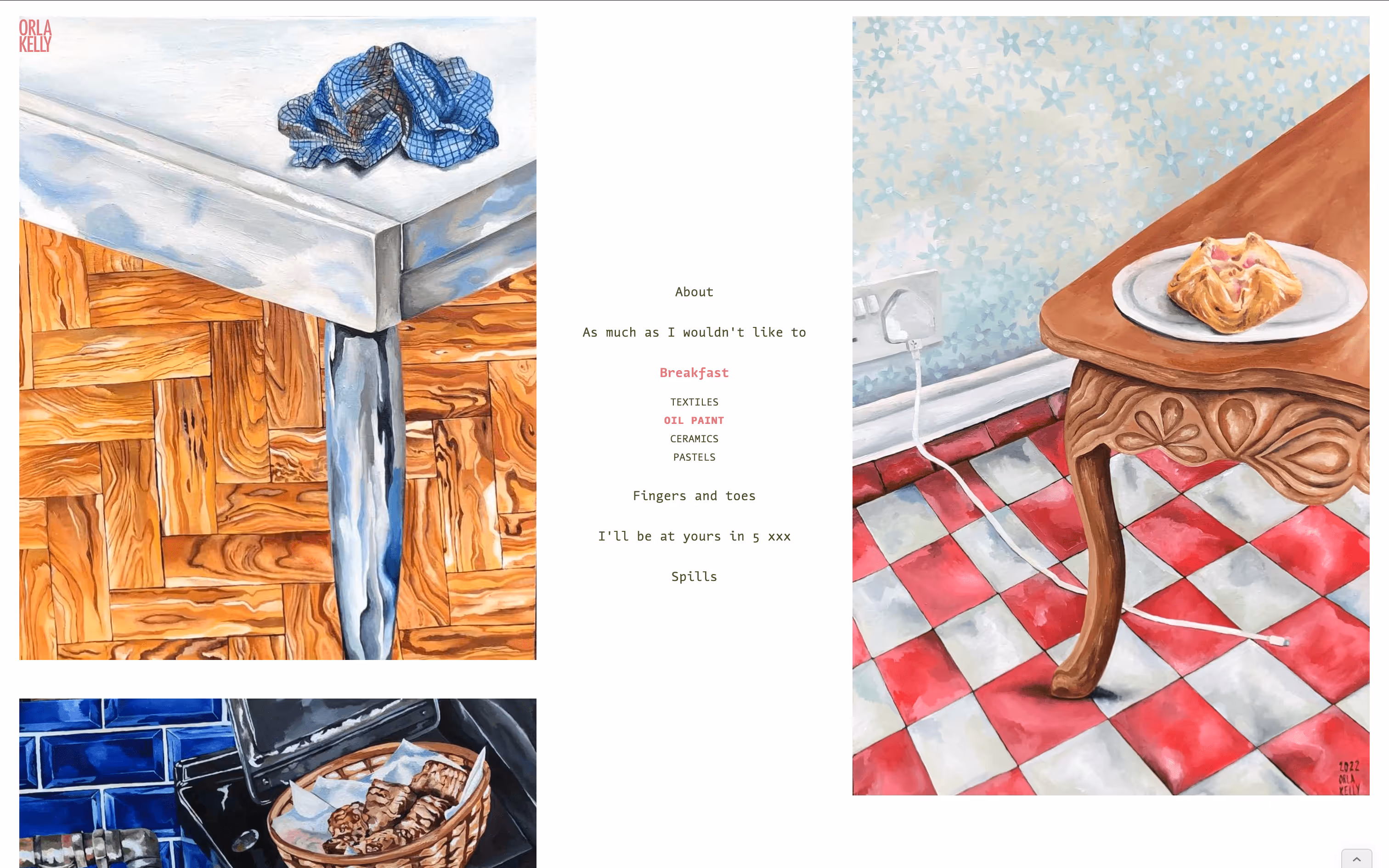 Screenshot from site showing  paintings from "Breakfast" series. 