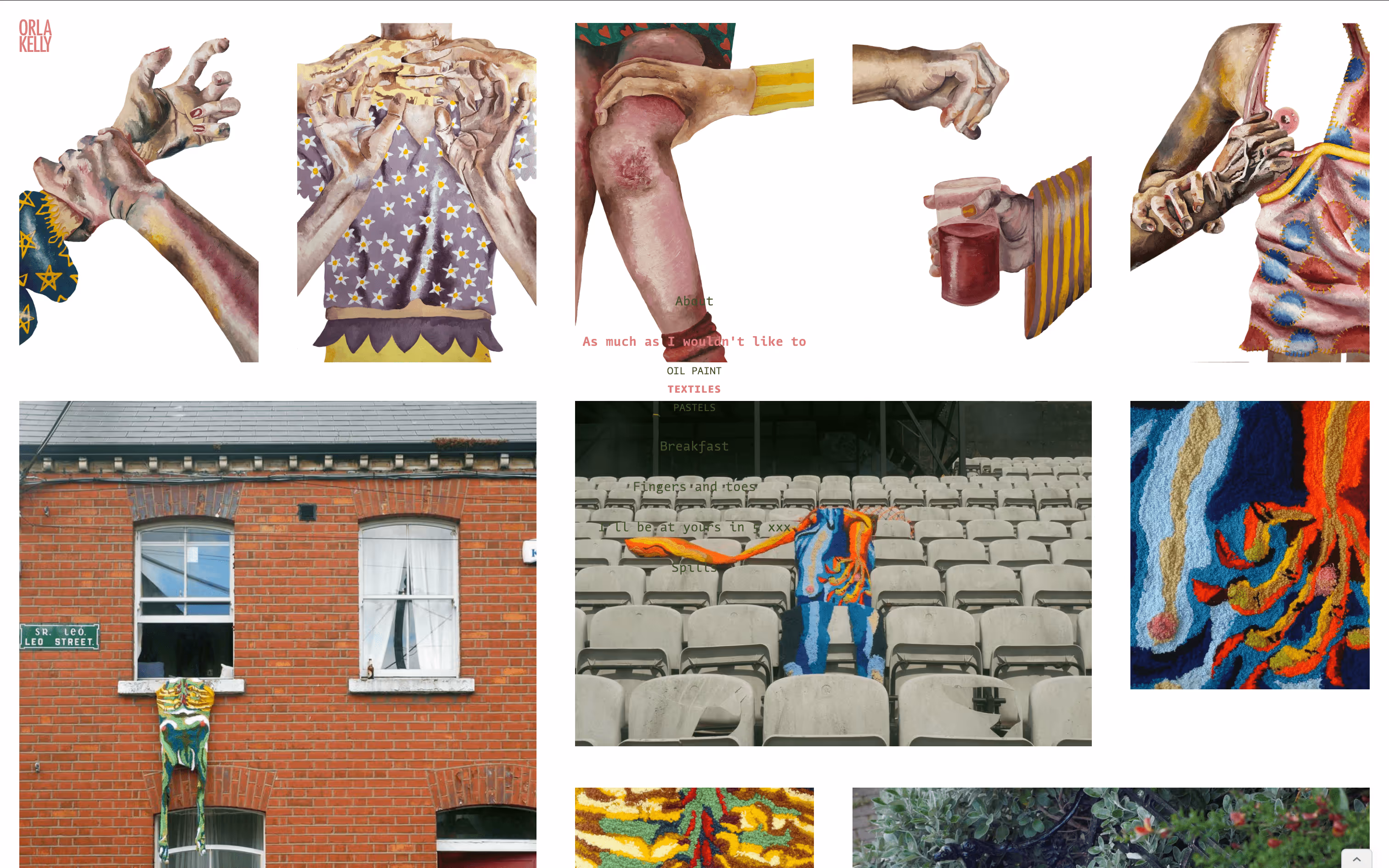 Screenshot from site showing  paintings from "As much as I wouldn't want to" series. 