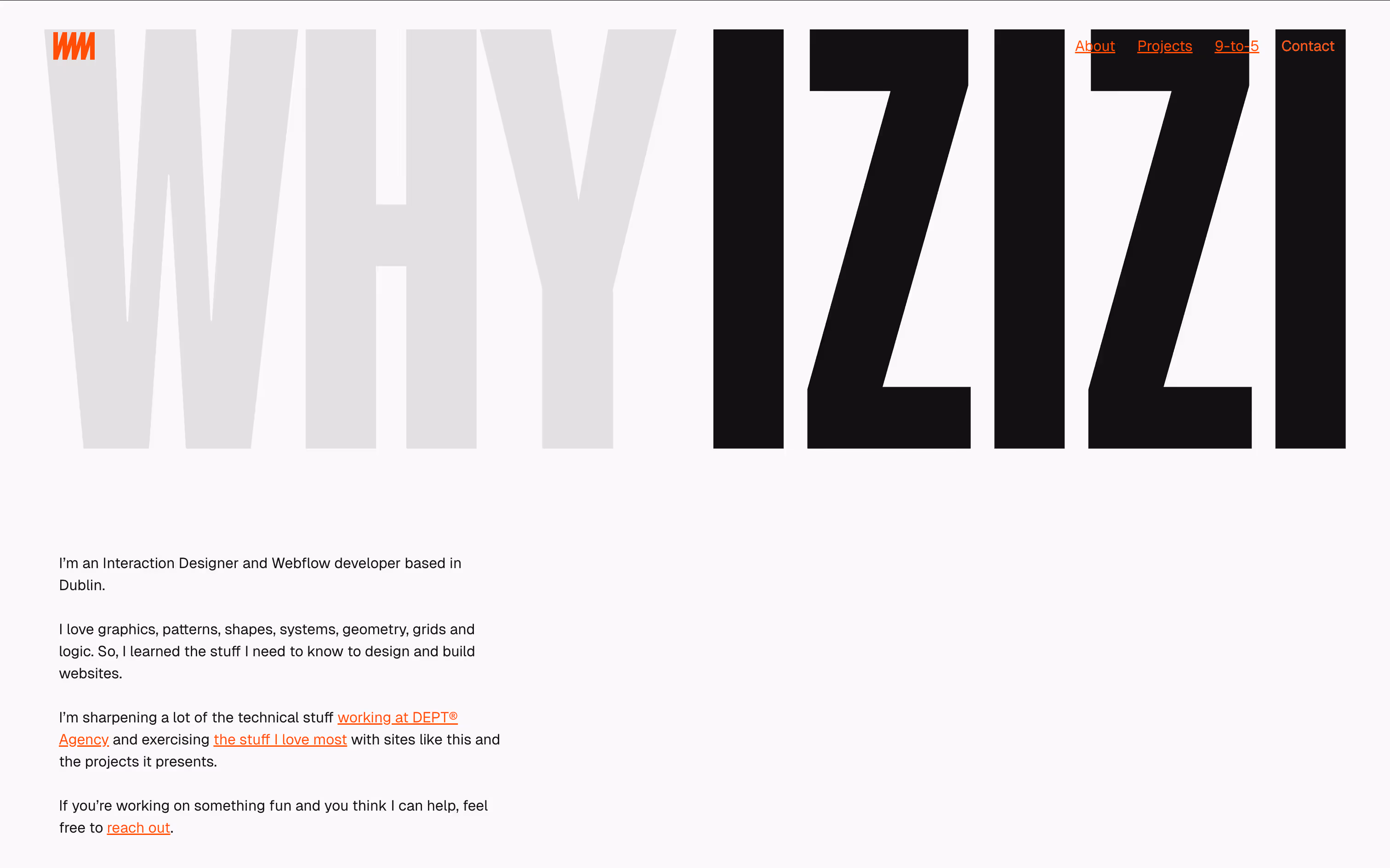 Screenshots of the previous About page header with large titles over coloured backgrounds.