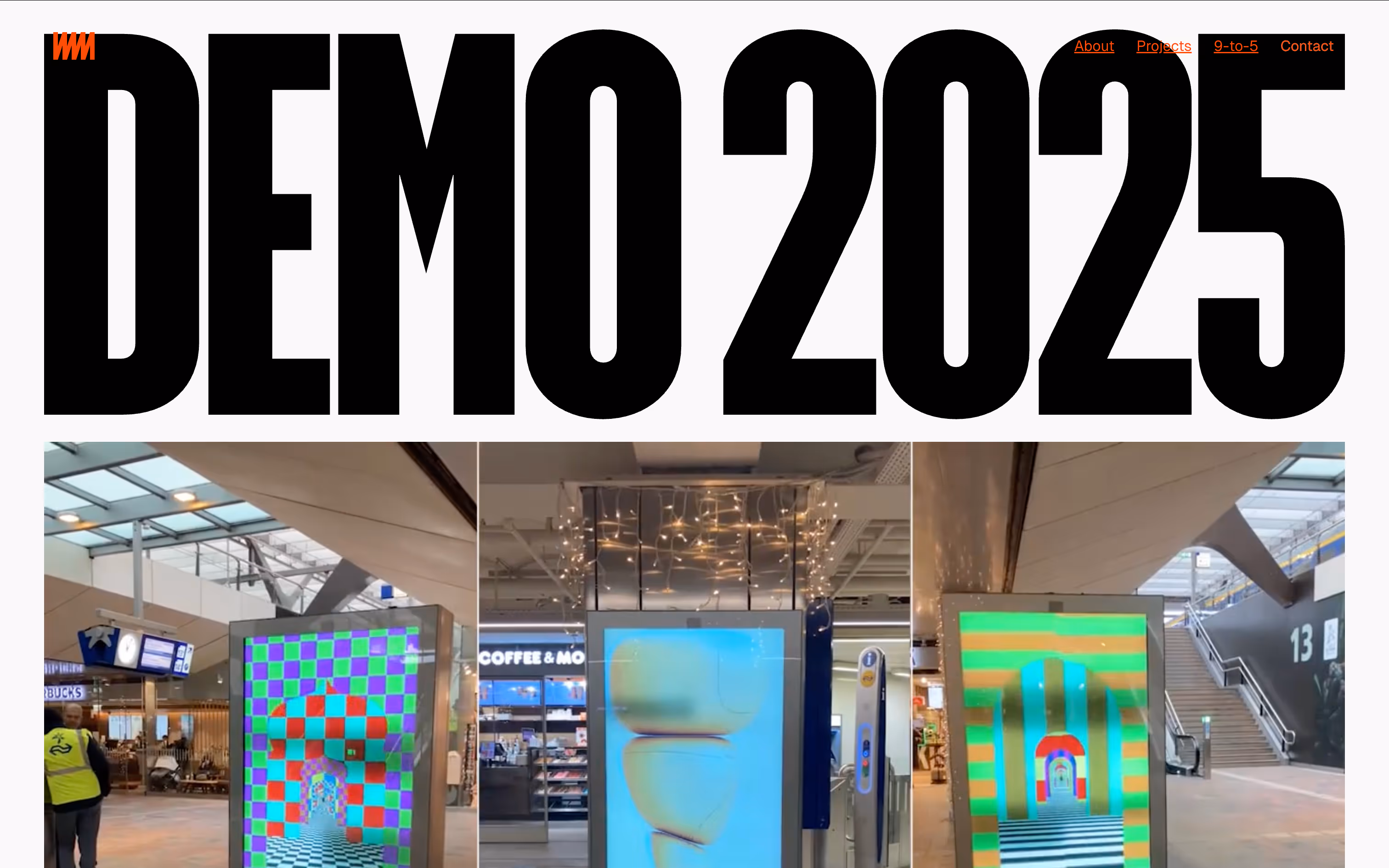 Screenshot of an old Demo 2025 page header showing large text on a dark background.