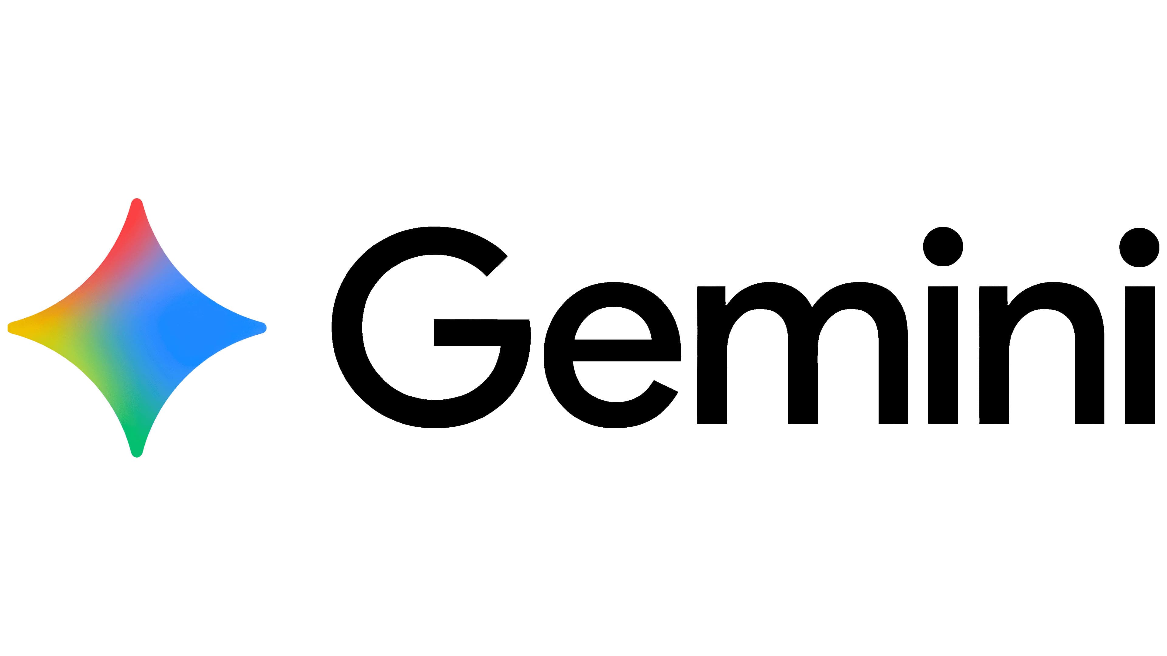 Farbverlauf-Sternsymbol neben dem schwarzen Schriftzug Gemini auf weißem Hintergrund.