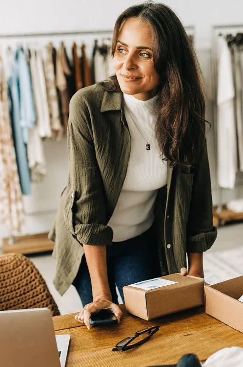 Image of a women looking at something