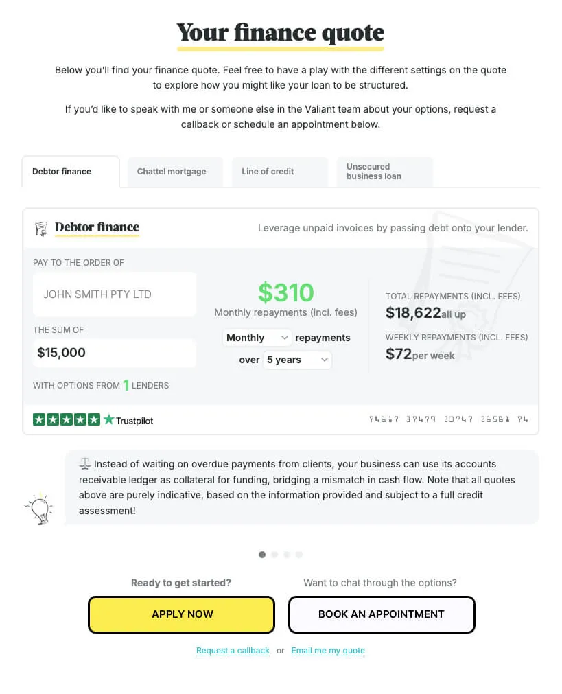 Valiant Quote Process