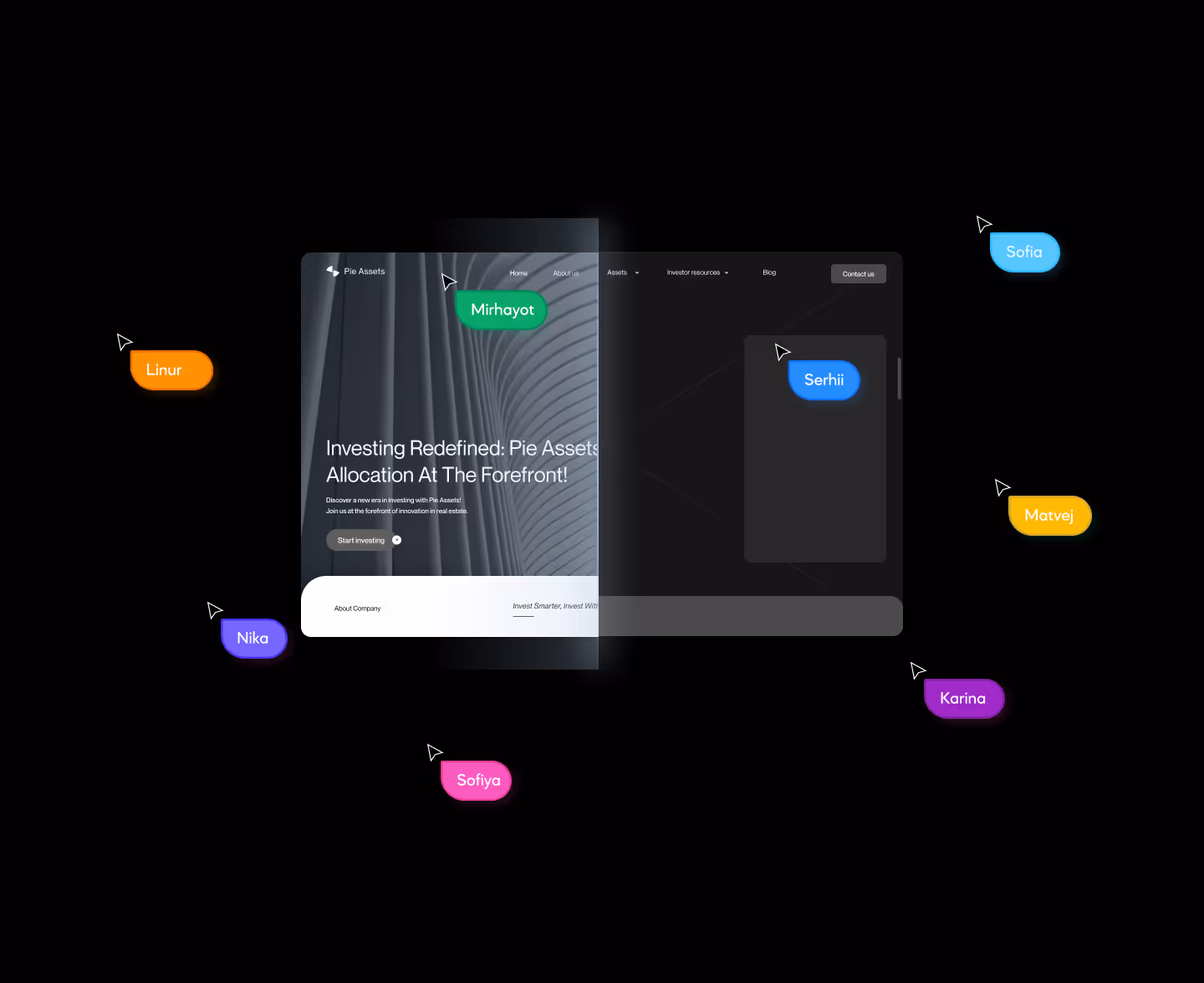 A screenshot of a sleek, dark-themed website interface showcasing template customization. The visual features a financial dashboard ("Investing Redefined...") with user flow elements, demonstrating how an affordable pre-built template is meticulously adapted and personalized to achieve a distinct, high-quality brand identity. This visualization proves that template web design can be successfully customized for uniqueness.