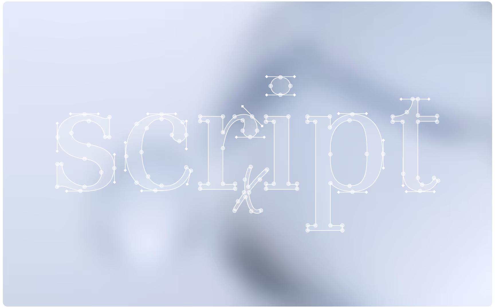 The image features the word "script" in a thin, dotted white font against a soft, blurred gray background, conveying a minimalist, modern feel.