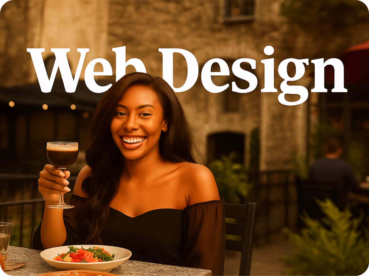 A person stands by a glowing display titled "2025 SaaS Web Design Trends" with graphs. The tone is futuristic and sleek, emphasizing technological innovation.