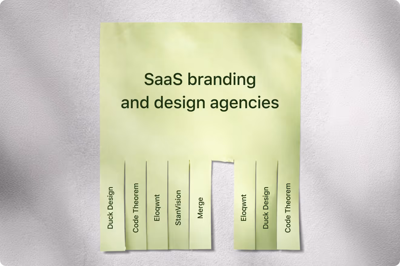 A green billboard reads "Best SaaS Branding & Design Agencies + How to hire the right one," featuring web design icons. Sunlight creates soft shadows.