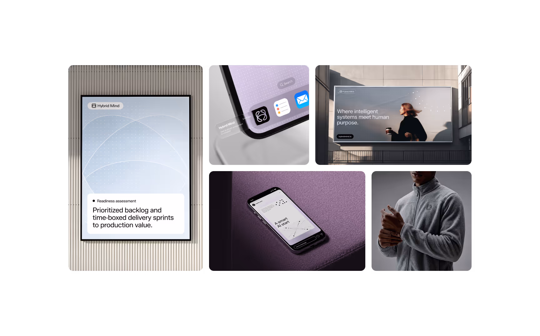 A collage with six images shows a digital interface, close-ups of gadgets, and a person in a hoodie. The tone is modern and tech-focused.