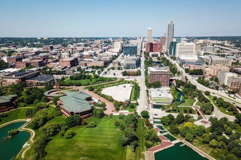 Omaha, Nebraska skyline, part of Allevio Care Anywhere's home-visit service area