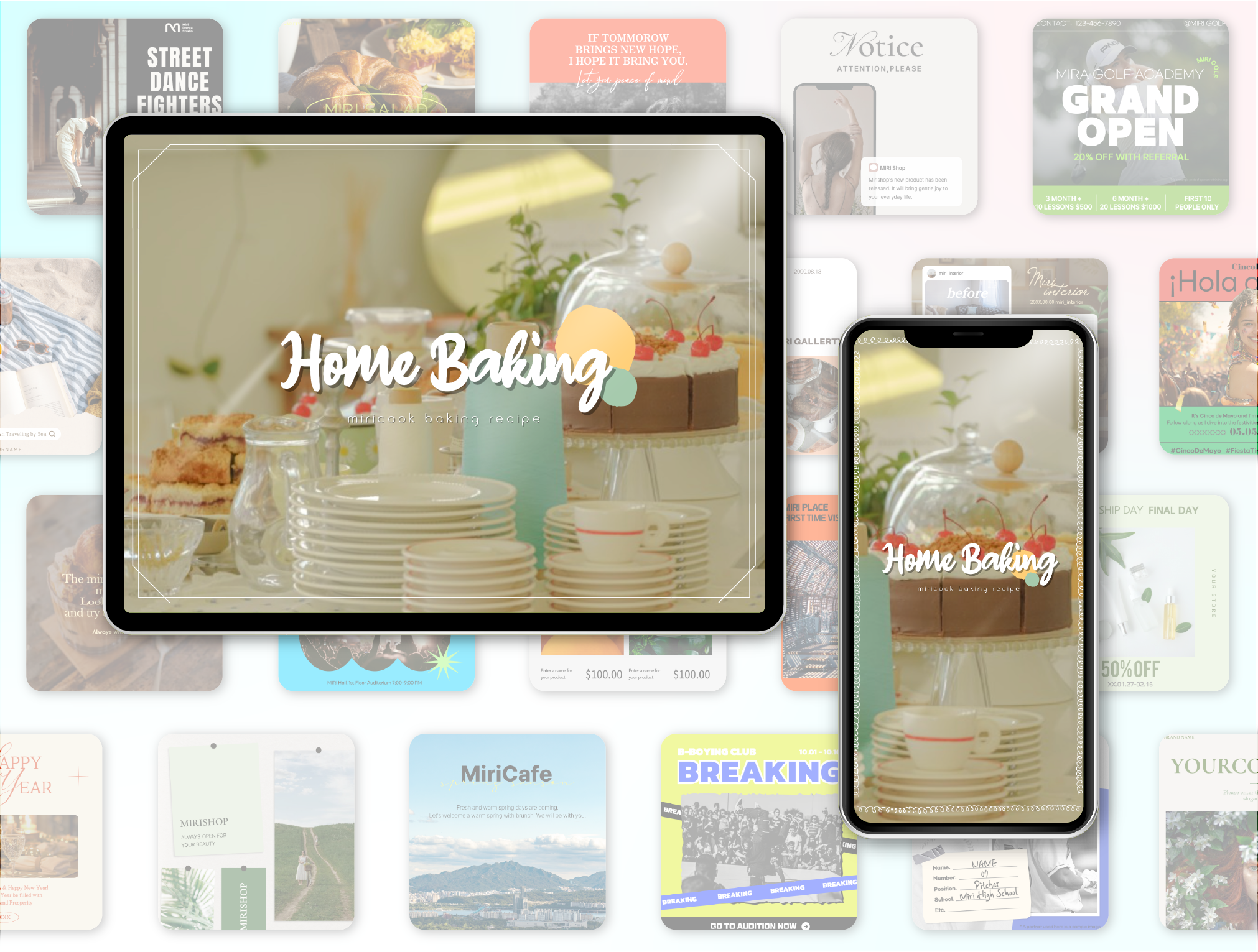 Screen applying the image expansion feature to various MiriCanvas templates