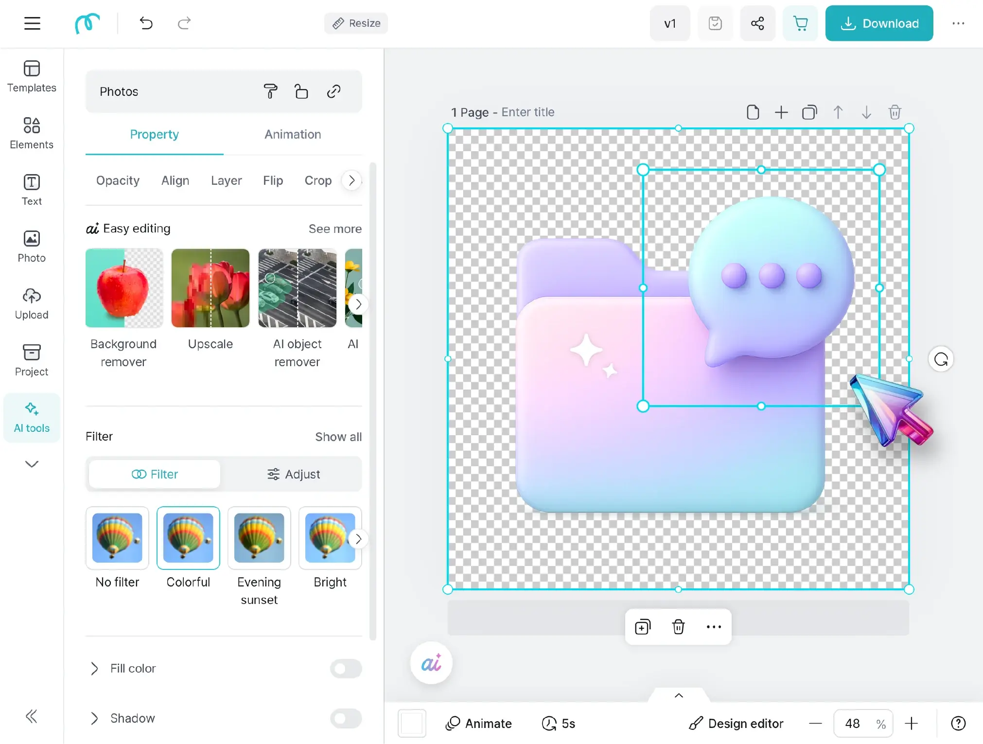 Editing the generated icons within the editor interface