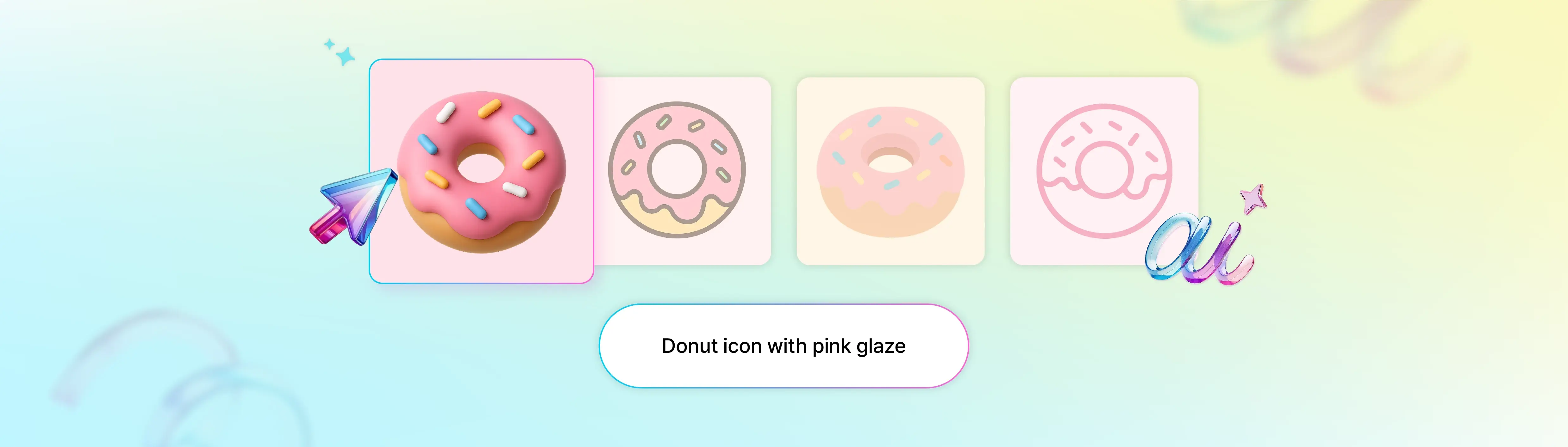 Examples of AI-generated icons in various styles from a single prompt