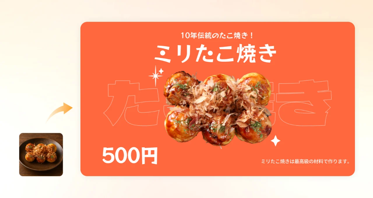 AI背景透過機能を活用して作成した食品販売促進ポスター