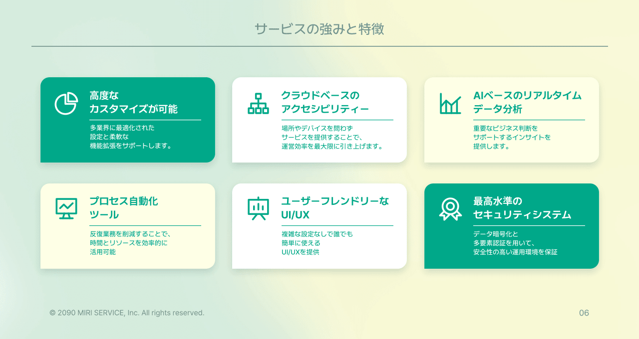 AIアイコン作成ツール機能を活用して作成したサービス紹介スライド