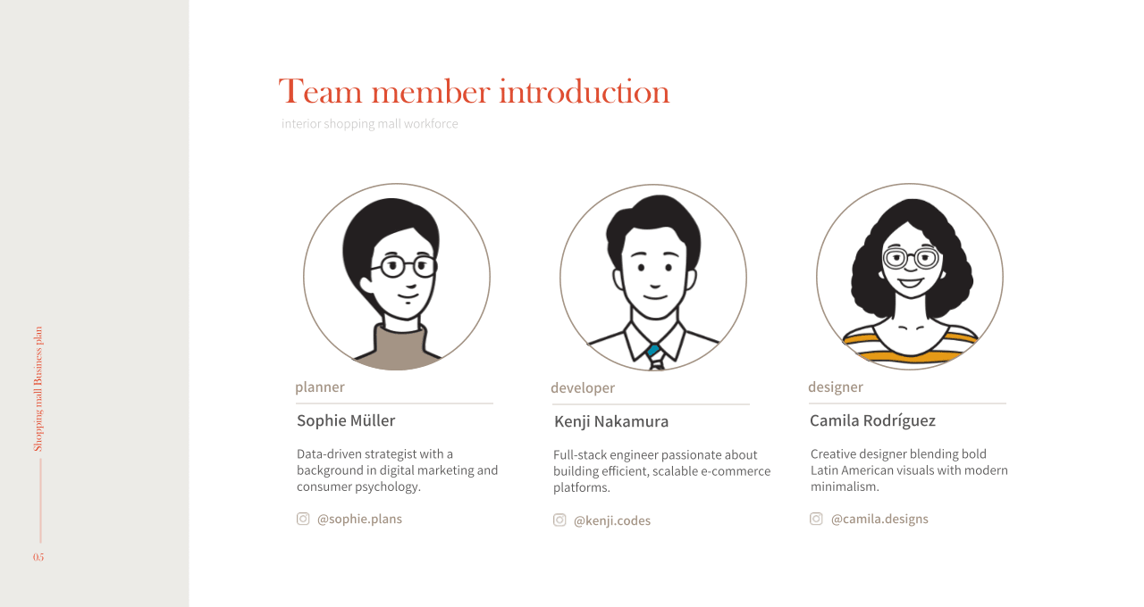 Team introduction slide created using the AI Illustration Generator feature