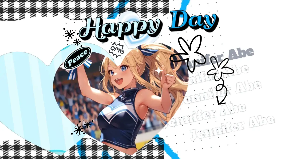 Cheerleader character fan card created using the GPT Character Generator feature