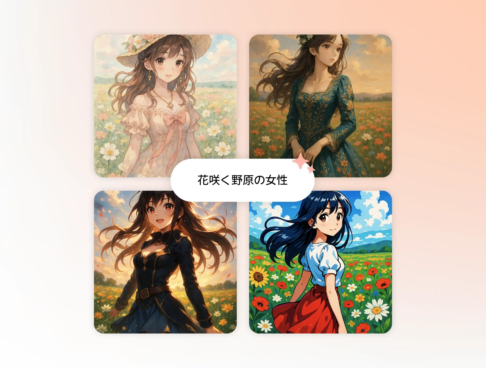 多彩なAIイラストスタイルの例