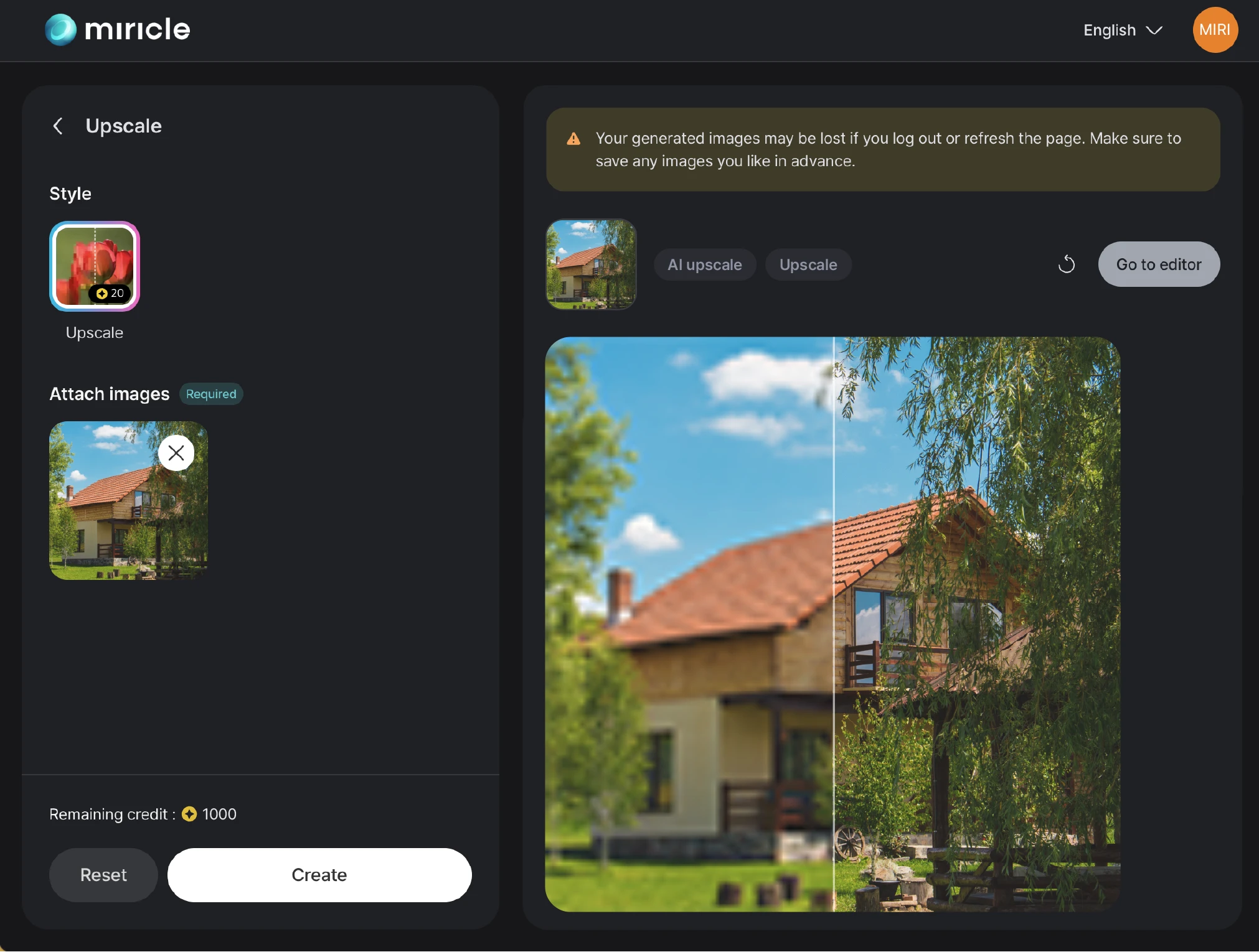Image enhancement feature interface