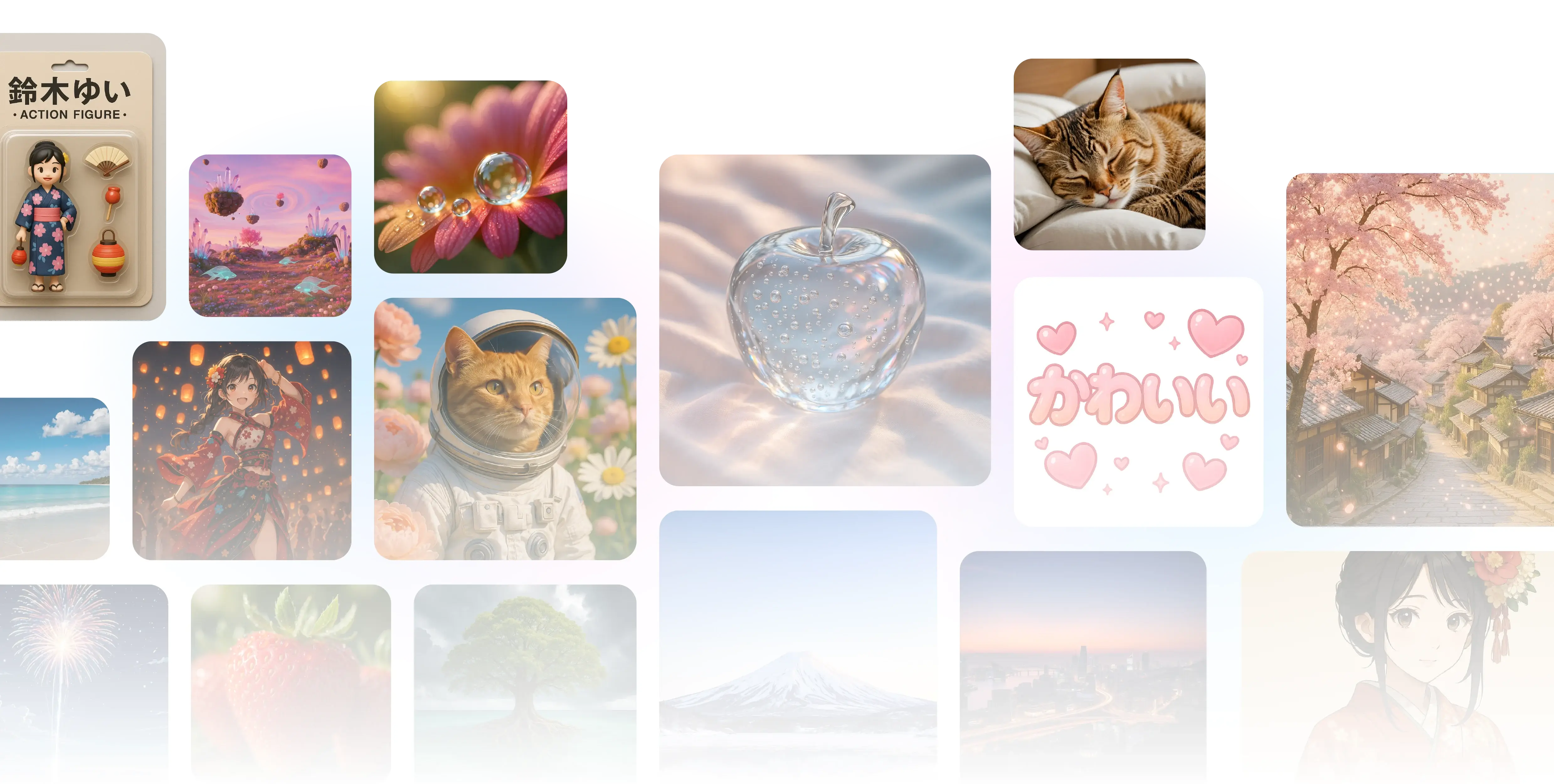 miricle AIで生成した多様な種類の画像結果