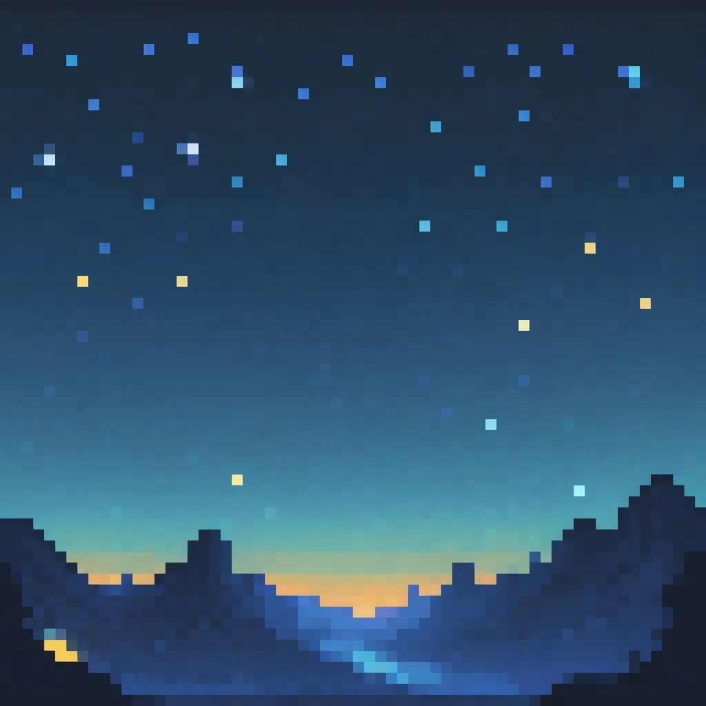 AI背景生成機能で作成したピクセルアート風の山の夜景