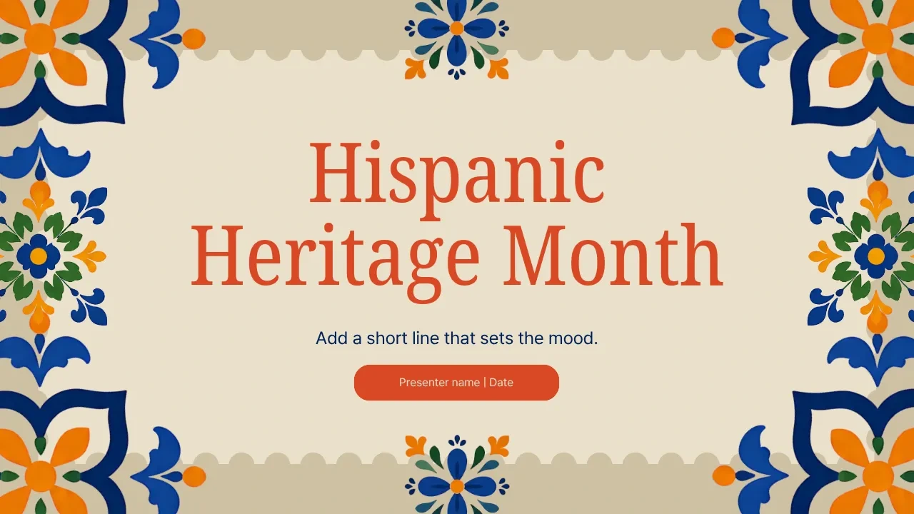 Hispanic Heritage Month presentation template for an influential person profile